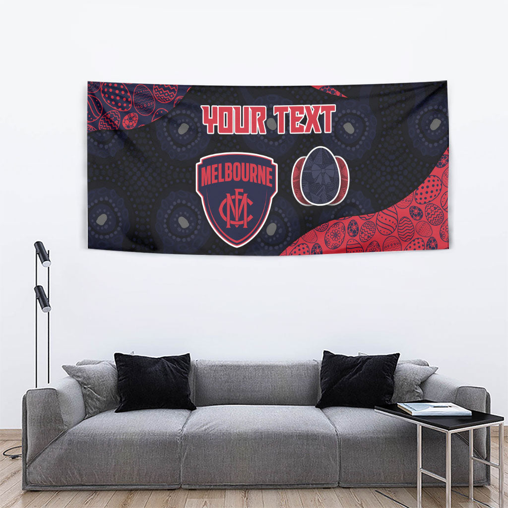 Personalized Melbourne Football Tapestry Easter Egg Pattern Red Navy Tribal Dot Art Style