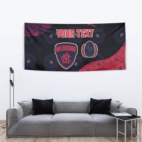 Personalized Melbourne Football Tapestry Easter Egg Pattern Red Navy Tribal Dot Art Style