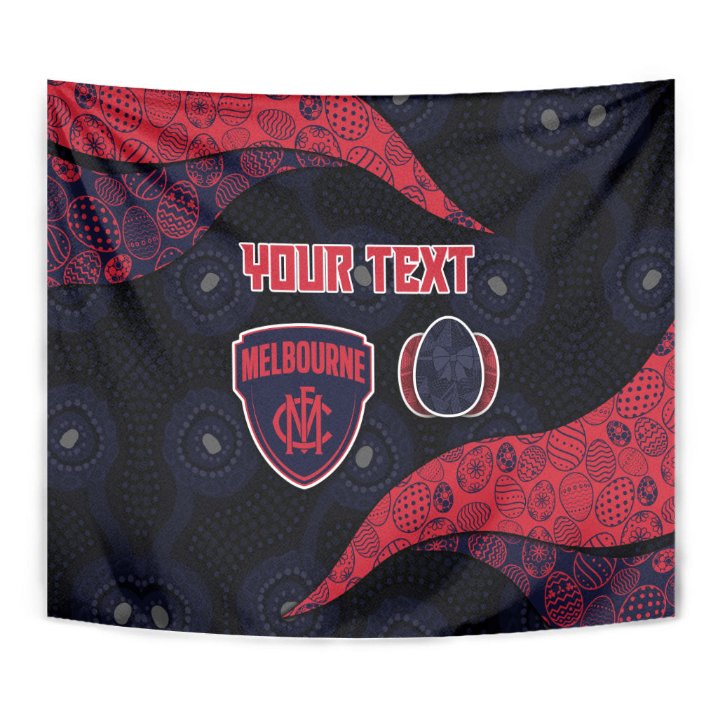 Personalized Melbourne Football Tapestry Easter Egg Pattern Red Navy Tribal Dot Art Style