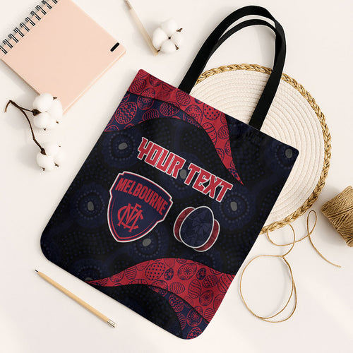 Personalized Melbourne Football Tote Bag Easter Egg Pattern Red Navy Tribal Dot Art Style