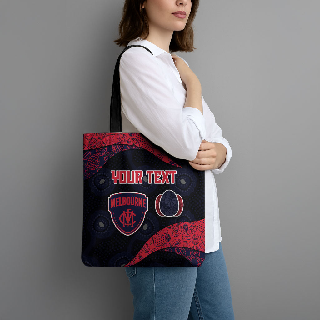 Personalized Melbourne Football Tote Bag Easter Egg Pattern Red Navy Tribal Dot Art Style