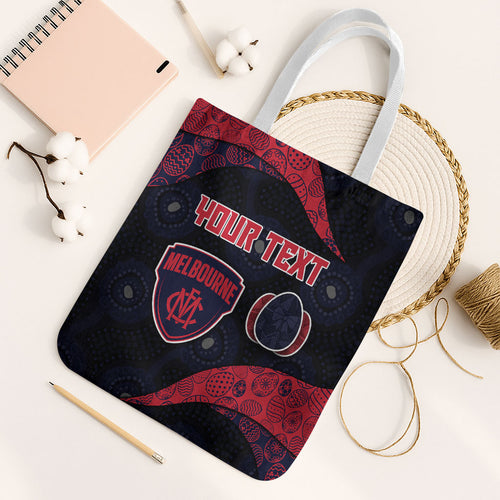 Personalized Melbourne Football Tote Bag Easter Egg Pattern Red Navy Tribal Dot Art Style