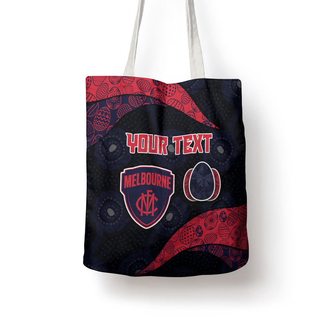 Personalized Melbourne Football Tote Bag Easter Egg Pattern Red Navy Tribal Dot Art Style