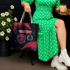 Personalized Melbourne Football Tote Bag Easter Egg Pattern Red Navy Tribal Dot Art Style
