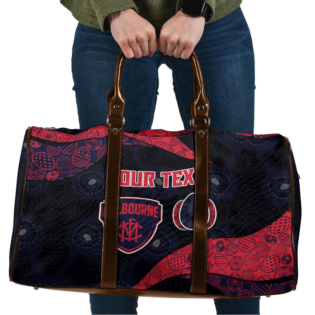 Personalized Melbourne Football Travel Bag Easter Egg Pattern Red Navy Tribal Dot Art Style