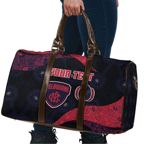 Personalized Melbourne Football Travel Bag Easter Egg Pattern Red Navy Tribal Dot Art Style