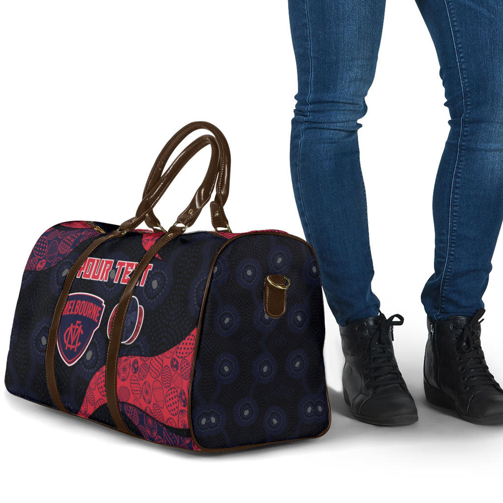 Personalized Melbourne Football Travel Bag Easter Egg Pattern Red Navy Tribal Dot Art Style