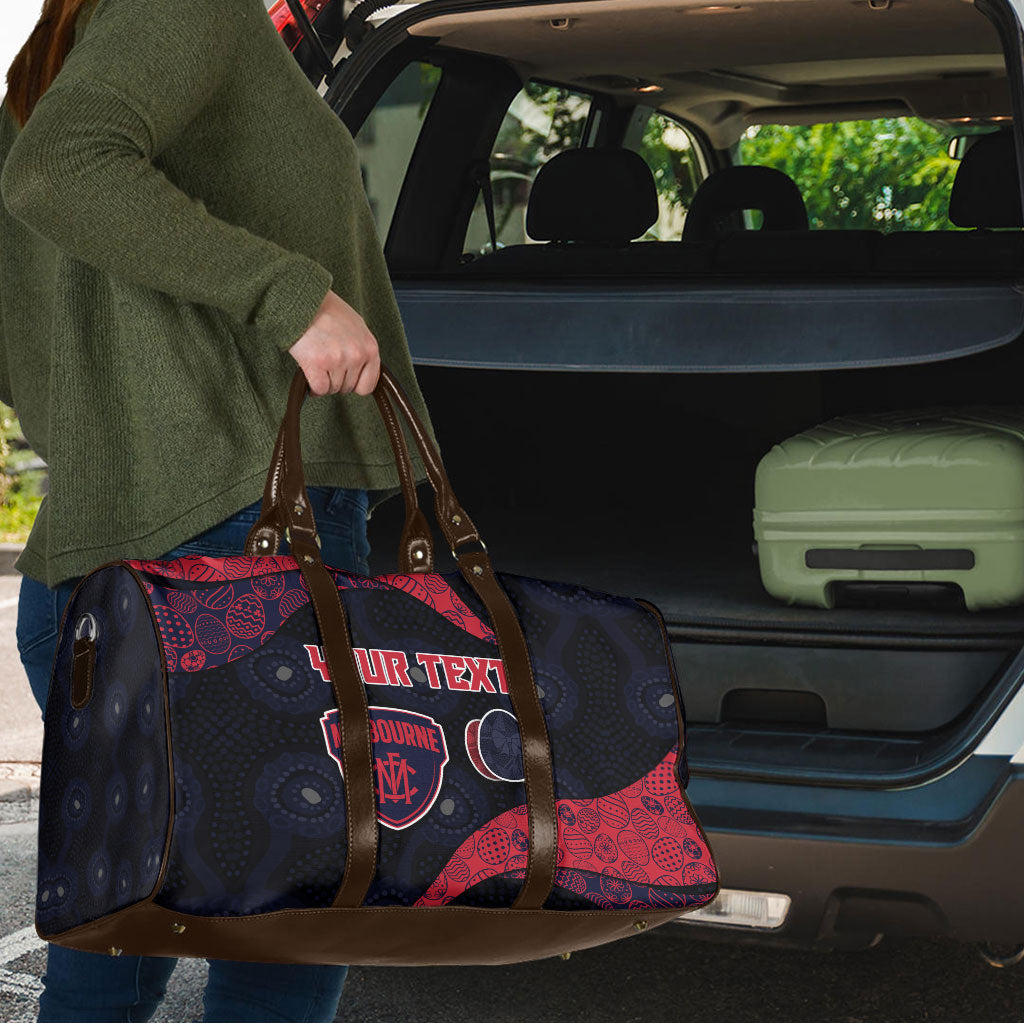 Personalized Melbourne Football Travel Bag Easter Egg Pattern Red Navy Tribal Dot Art Style