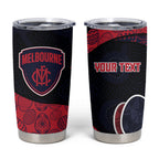 Personalized Melbourne Football Tumbler Cup Easter Egg Pattern Red Navy Tribal Dot Art Style