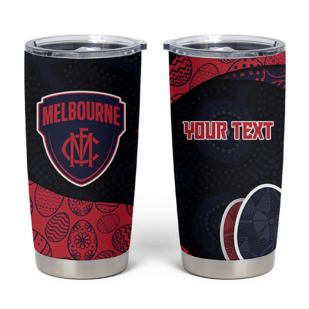 Personalized Melbourne Football Tumbler Cup Easter Egg Pattern Red Navy Tribal Dot Art Style