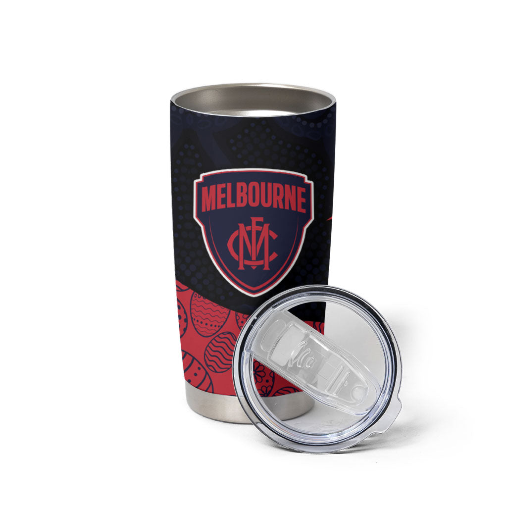 Personalized Melbourne Football Tumbler Cup Easter Egg Pattern Red Navy Tribal Dot Art Style