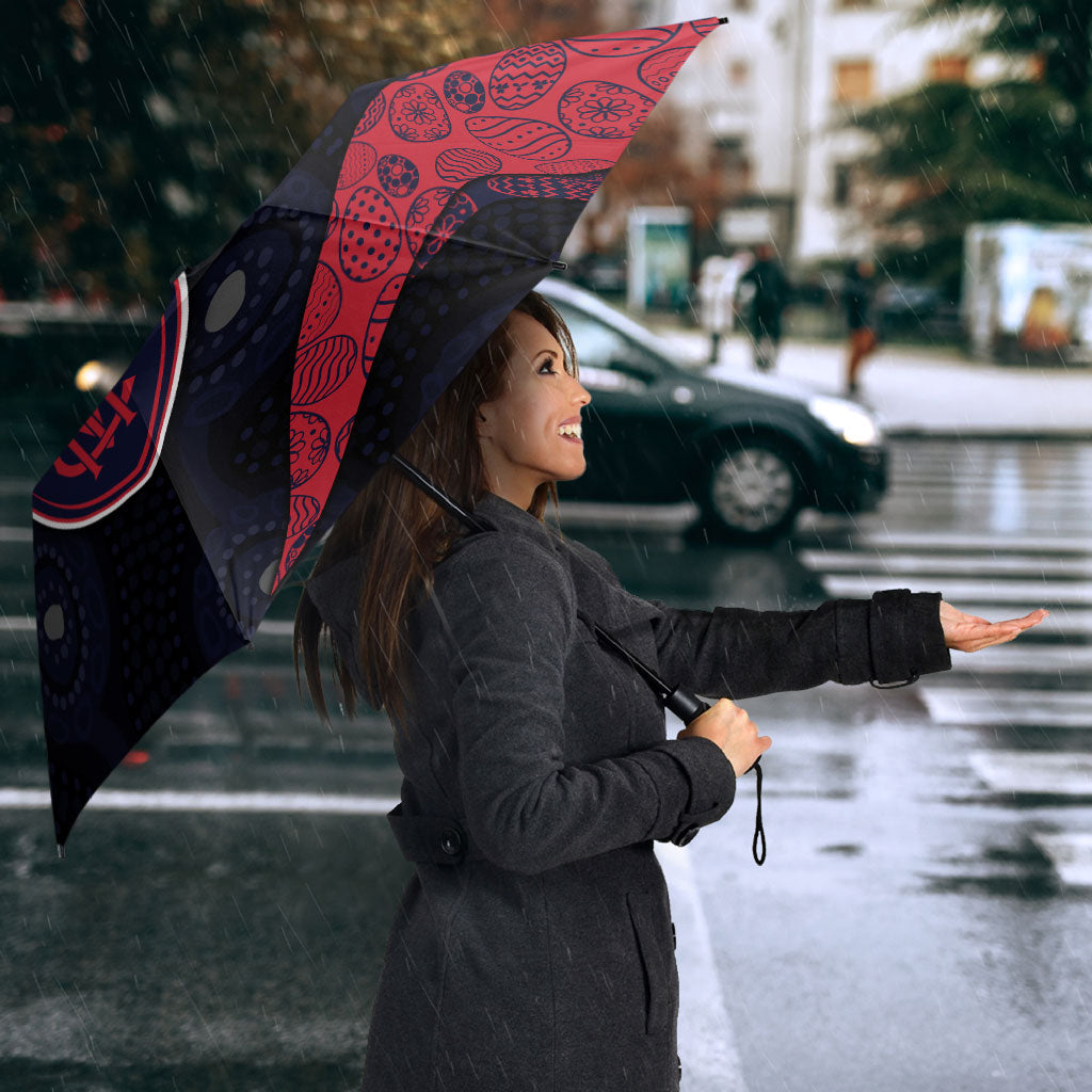 Personalized Melbourne Football Umbrella Easter Egg Pattern Red Navy Tribal Dot Art Style
