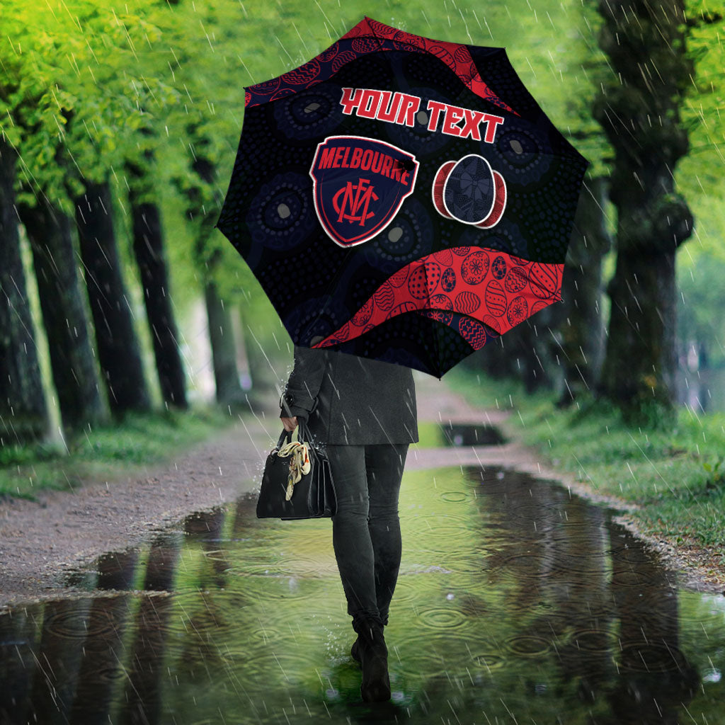 Personalized Melbourne Football Umbrella Easter Egg Pattern Red Navy Tribal Dot Art Style