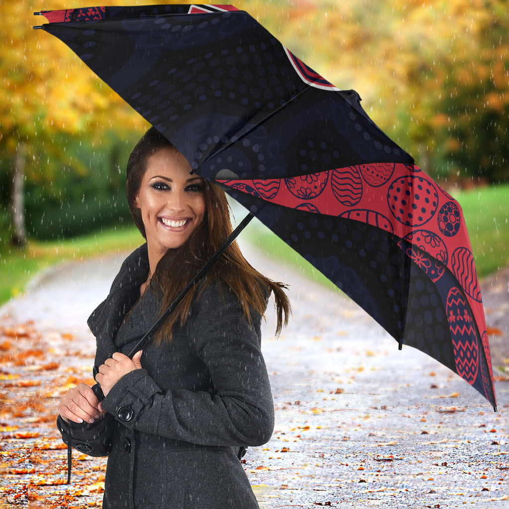 Personalized Melbourne Football Umbrella Easter Egg Pattern Red Navy Tribal Dot Art Style