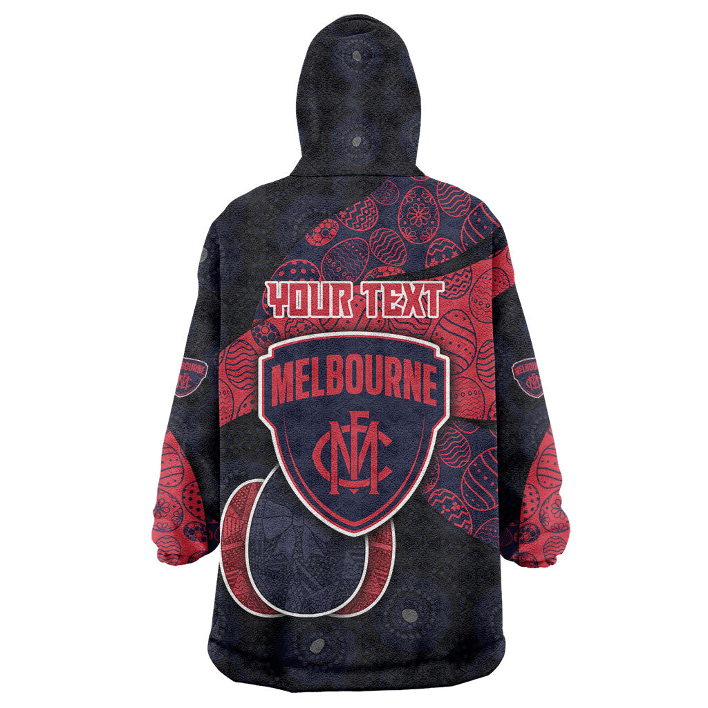 Personalized Melbourne Football Wearable Blanket Hoodie Easter Egg Pattern Red Navy Tribal Dot Art Style
