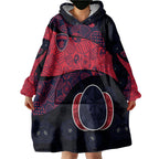 Personalized Melbourne Football Wearable Blanket Hoodie Easter Egg Pattern Red Navy Tribal Dot Art Style