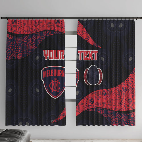 Personalized Melbourne Football Window Curtain Easter Egg Pattern Red Navy Tribal Dot Art Style