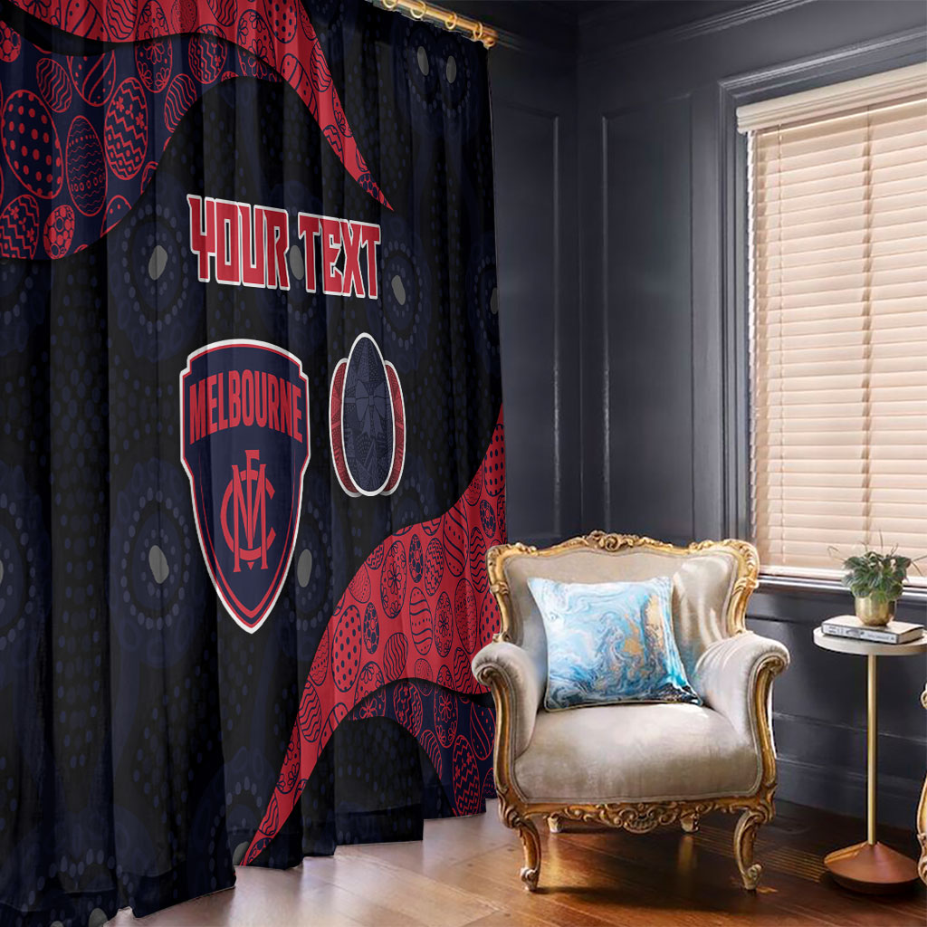Personalized Melbourne Football Window Curtain Easter Egg Pattern Red Navy Tribal Dot Art Style