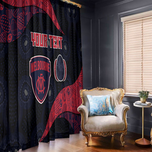 Personalized Melbourne Football Window Curtain Easter Egg Pattern Red Navy Tribal Dot Art Style