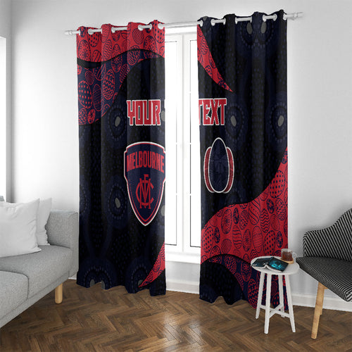 Personalized Melbourne Football Window Curtain Easter Egg Pattern Red Navy Tribal Dot Art Style