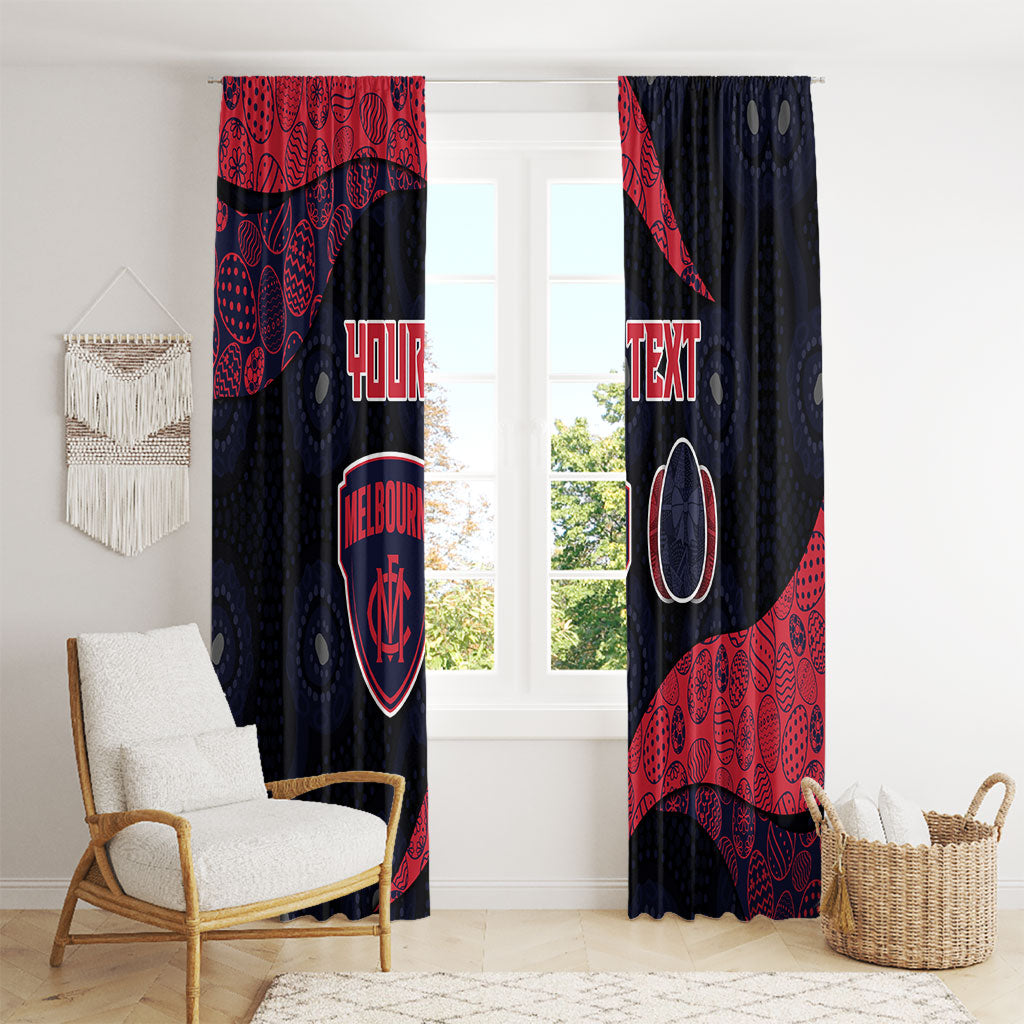 Personalized Melbourne Football Window Curtain Easter Egg Pattern Red Navy Tribal Dot Art Style