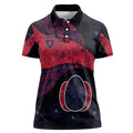 Personalized Melbourne Football Women Polo Shirt Easter Egg Pattern Red Navy Tribal Dot Art Style