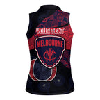 Personalized Melbourne Football Women Sleeveless Polo Shirt Easter Egg Pattern Red Navy Tribal Dot Art Style