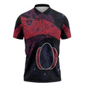 Personalized Melbourne Football Zipper Polo Shirt Easter Egg Pattern Red Navy Tribal Dot Art Style