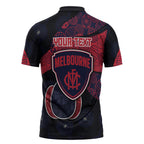 Personalized Melbourne Football Zipper Polo Shirt Easter Egg Pattern Red Navy Tribal Dot Art Style