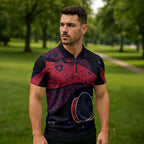 Personalized Melbourne Football Zipper Polo Shirt Easter Egg Pattern Red Navy Tribal Dot Art Style