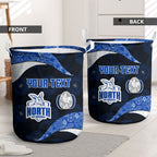 Personalized North Melbourne Football Laundry Basket Easter Egg Pattern Blue White Tribal Dot Art Style