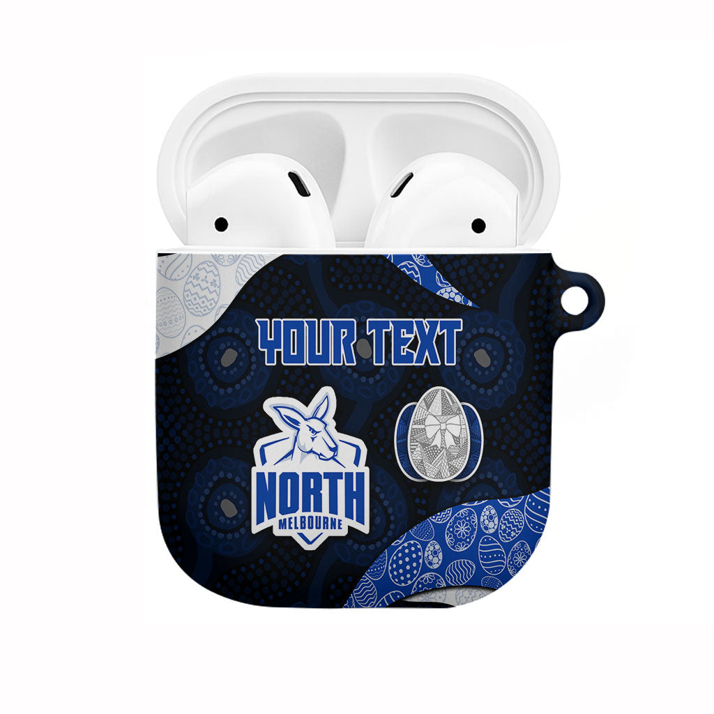 Personalized North Melbourne Football AirPods Case Easter Egg Pattern Blue White Tribal Dot Art Style