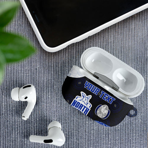 Personalized North Melbourne Football AirPods Case Easter Egg Pattern Blue White Tribal Dot Art Style