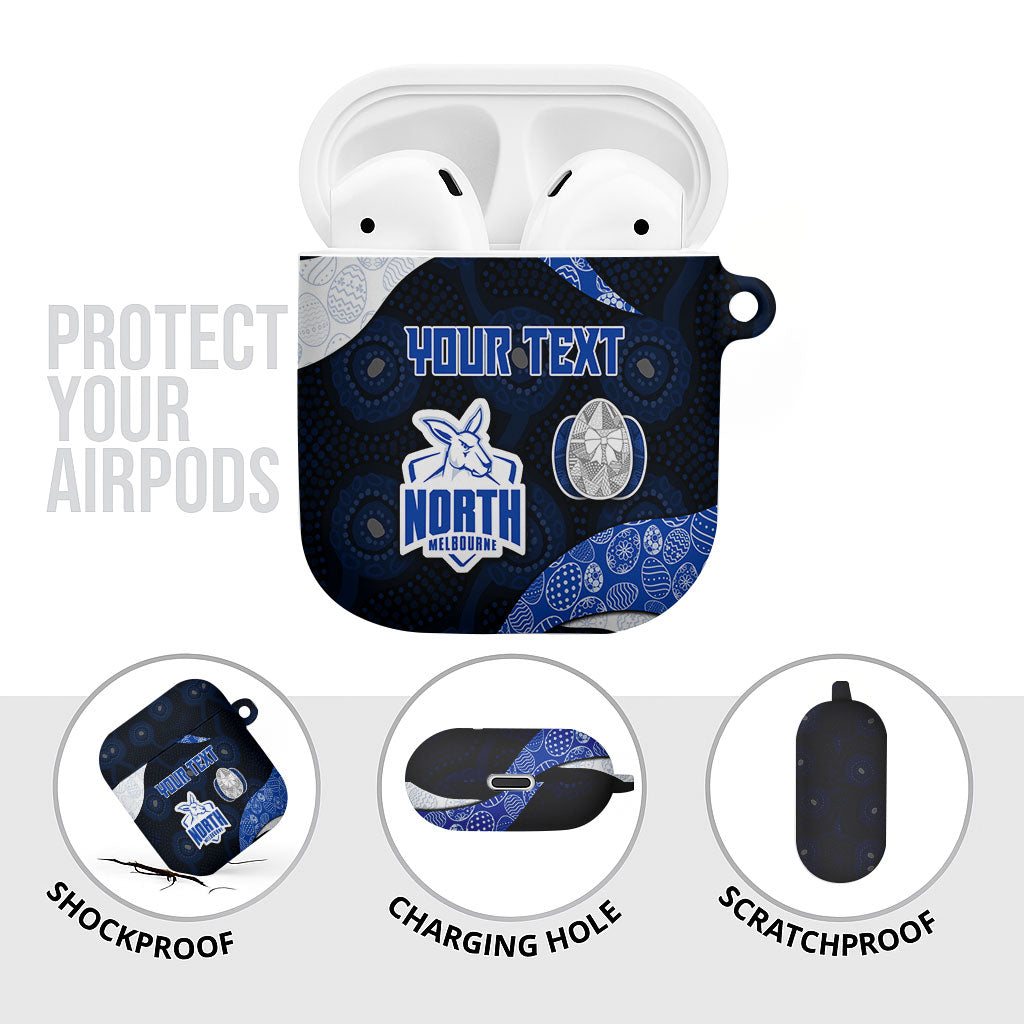 Personalized North Melbourne Football AirPods Case Easter Egg Pattern Blue White Tribal Dot Art Style