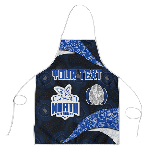 Personalized North Melbourne Football Apron Easter Egg Pattern Blue White Tribal Dot Art Style