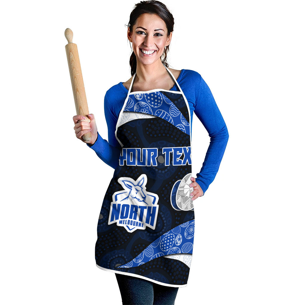 Personalized North Melbourne Football Apron Easter Egg Pattern Blue White Tribal Dot Art Style