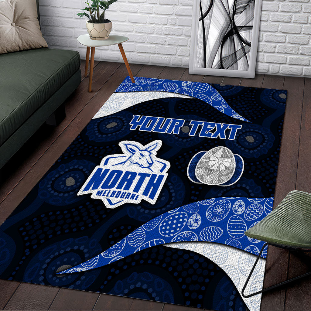 Personalized North Melbourne Football Area Rug Easter Egg Pattern Blue White Tribal Dot Art Style