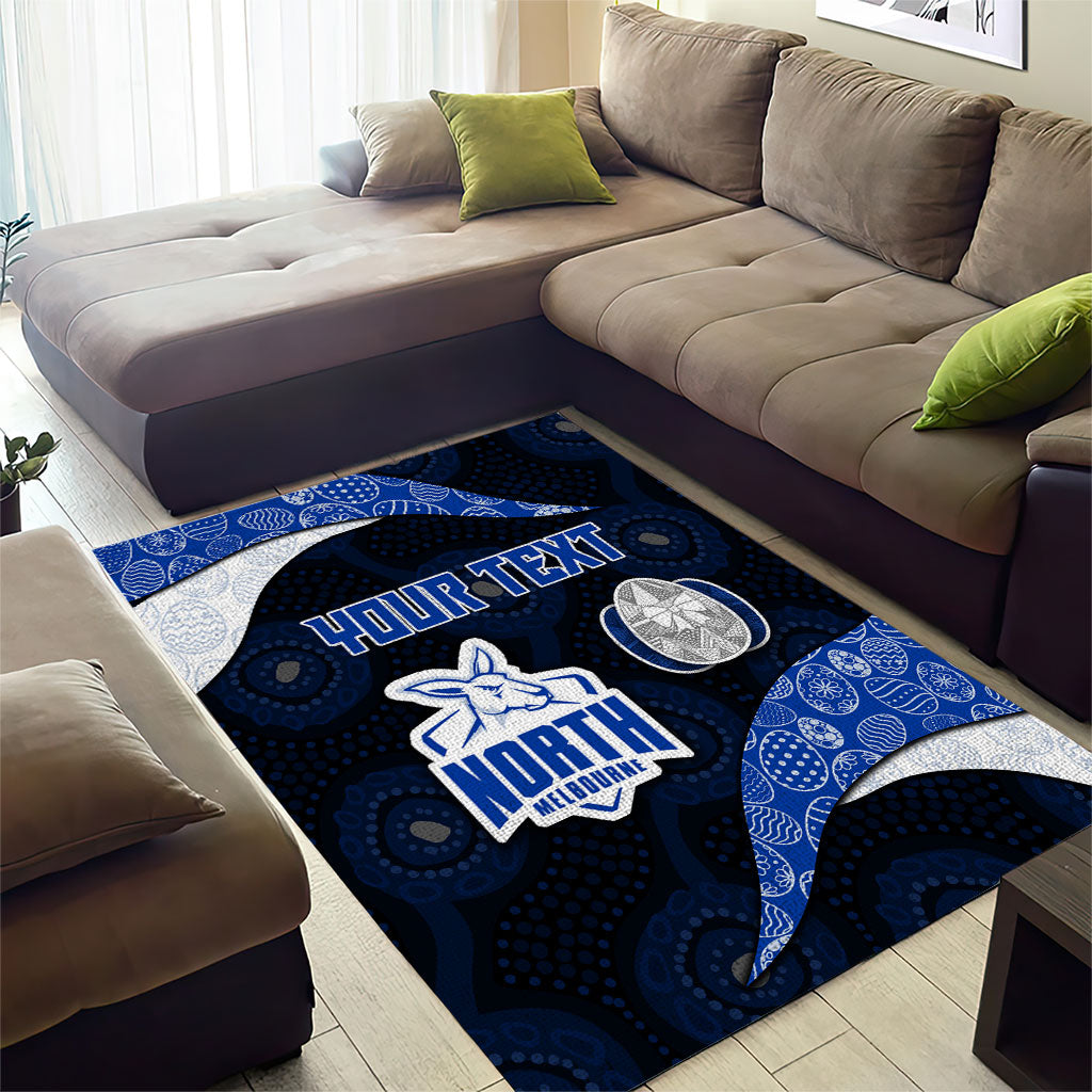 Personalized North Melbourne Football Area Rug Easter Egg Pattern Blue White Tribal Dot Art Style