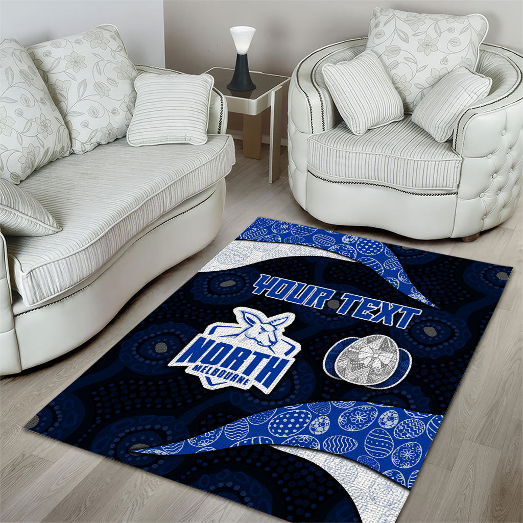 Personalized North Melbourne Football Area Rug Easter Egg Pattern Blue White Tribal Dot Art Style