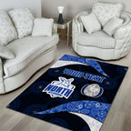 Personalized North Melbourne Football Area Rug Easter Egg Pattern Blue White Tribal Dot Art Style