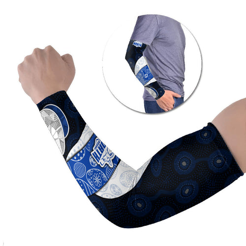 Personalized North Melbourne Football Arm Sleeves Easter Egg Pattern Blue White Tribal Dot Art Style