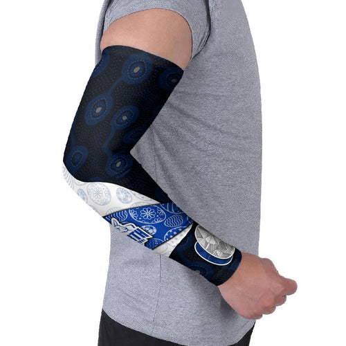 Personalized North Melbourne Football Arm Sleeves Easter Egg Pattern Blue White Tribal Dot Art Style