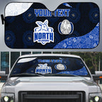 Personalized North Melbourne Football Auto Sun Shade Easter Egg Pattern Blue White Tribal Dot Art Style