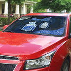 Personalized North Melbourne Football Auto Sun Shade Easter Egg Pattern Blue White Tribal Dot Art Style