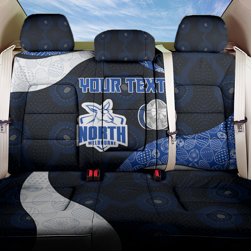 Personalized North Melbourne Football Back Car Seat Cover Easter Egg Pattern Blue White Tribal Dot Art Style