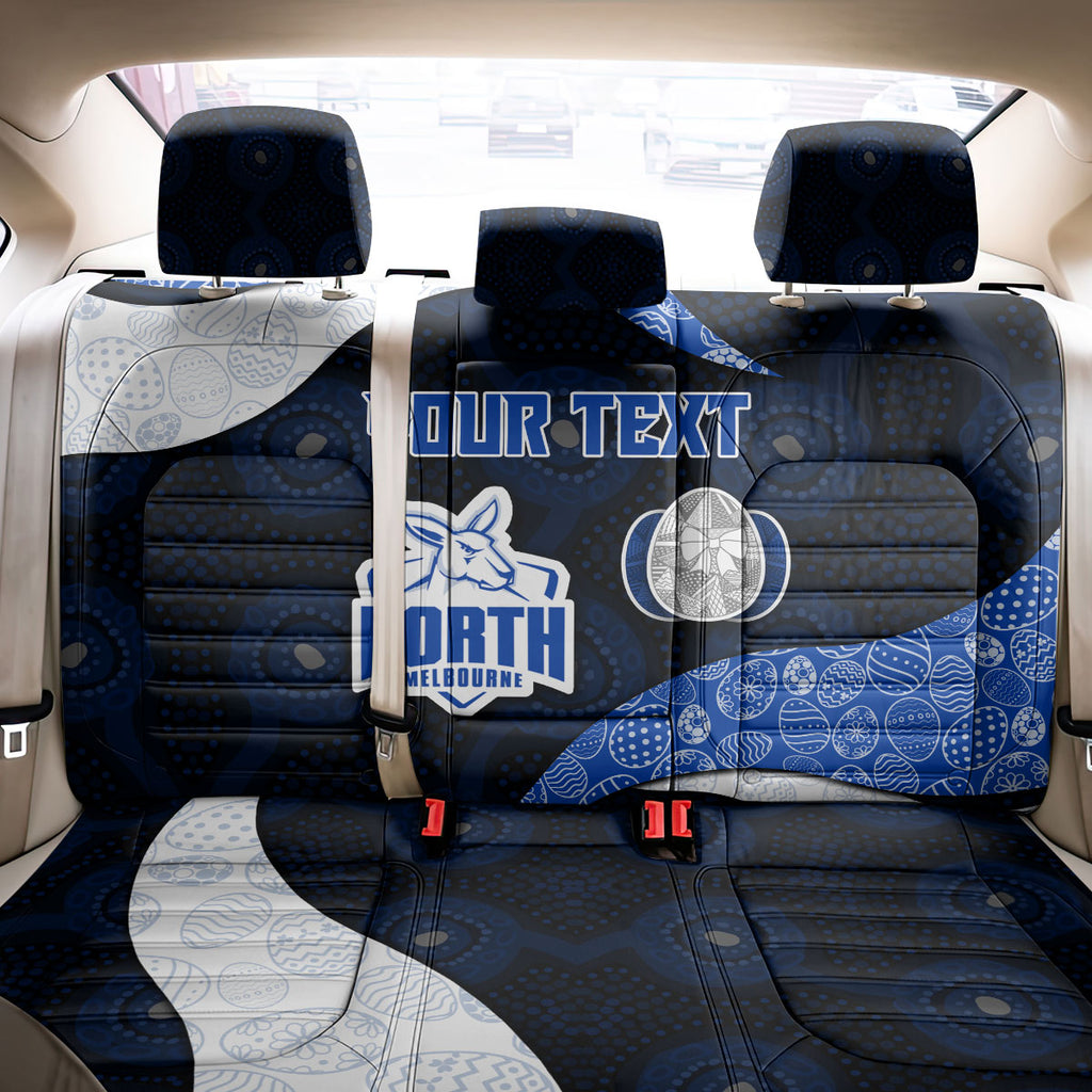 Personalized North Melbourne Football Back Car Seat Cover Easter Egg Pattern Blue White Tribal Dot Art Style