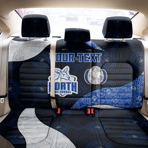 Personalized North Melbourne Football Back Car Seat Cover Easter Egg Pattern Blue White Tribal Dot Art Style