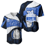 Personalized North Melbourne Football Baseball Jersey Easter Egg Pattern Blue White Tribal Dot Art Style