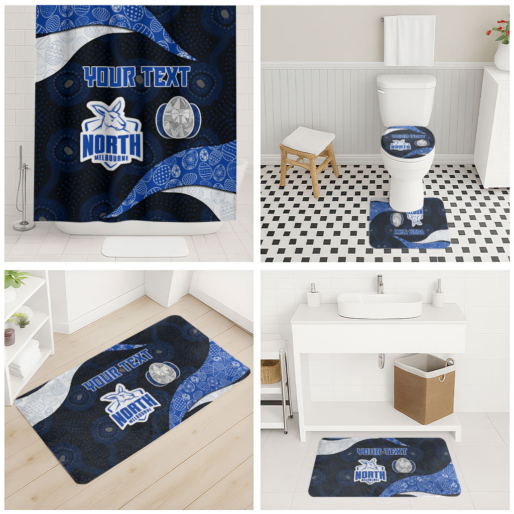 Personalized North Melbourne Football Bathroom Set Easter Egg Pattern Blue White Tribal Dot Art Style