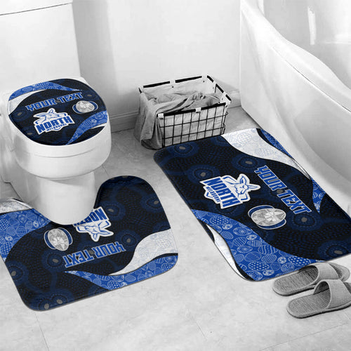 Personalized North Melbourne Football Bathroom Set Easter Egg Pattern Blue White Tribal Dot Art Style